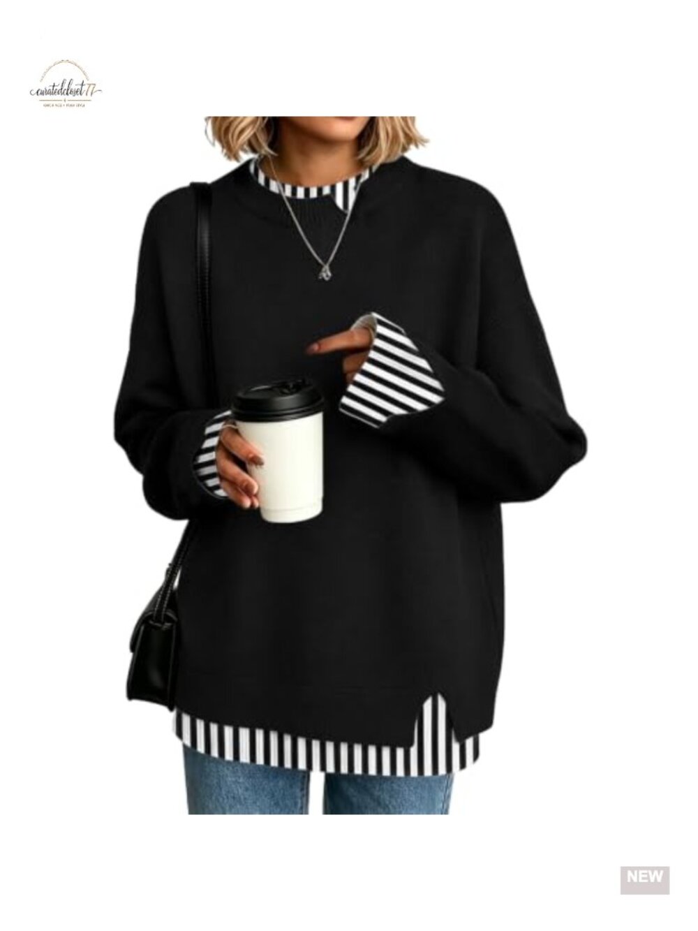 Oversized Crew Neck Pullover Sweater Long Sleeve Knit Cozy Fall Winter